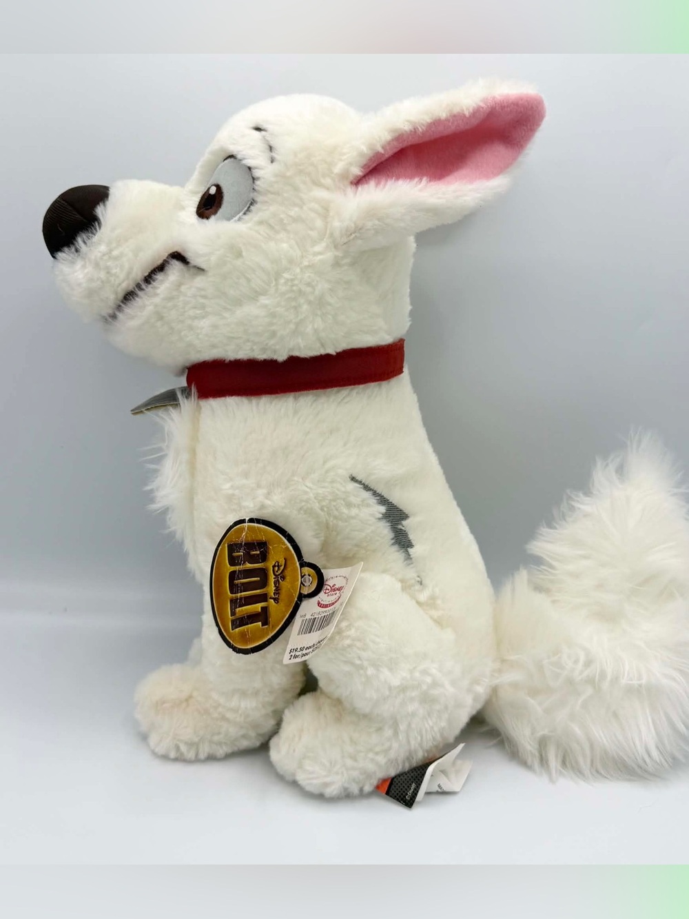 Disney Store Stamped Exclusive BOLT Plush 12” W/ Bolt Collar Clean